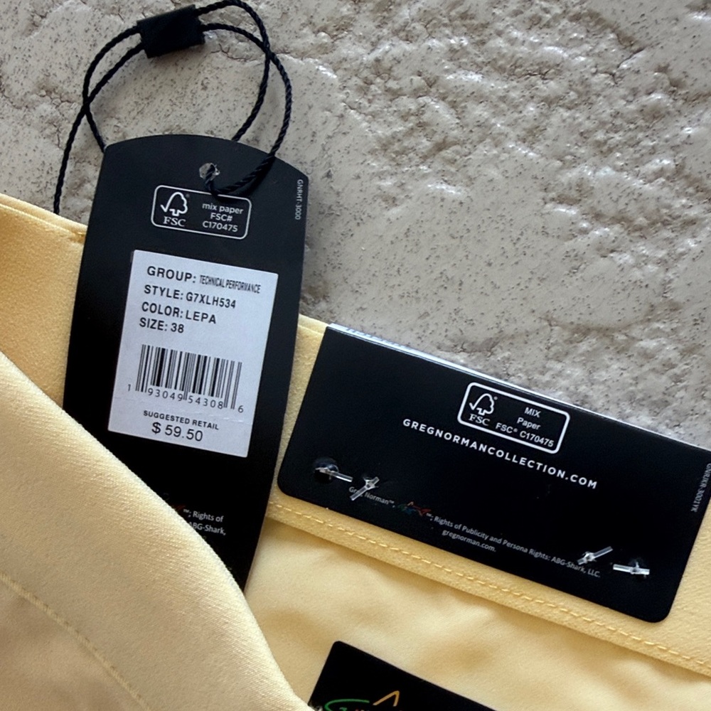 Greg Norman Collection Pale Yellow Flat Front Shorts - Picture 2 of 3